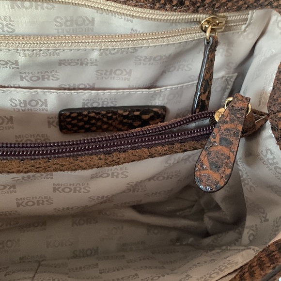 Michael Kors suede snake print to a brown handbag - Picture 9 of 9